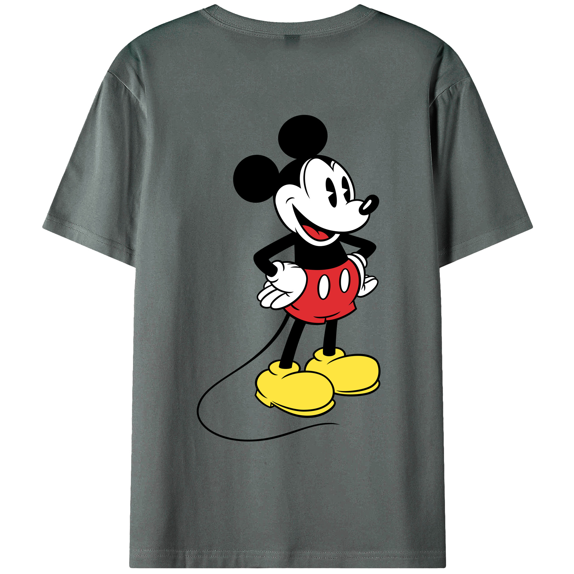 ミッキーマウス Mickey Mouse 綿100％ メンズ半袖Tシャツ（バックプリント） 通気性